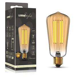 4300452  Classic Style LED Tradition Tip/S ST64 E27 Dimmable 6.5W 2100K Extra Warm White Gold Ripple Glass